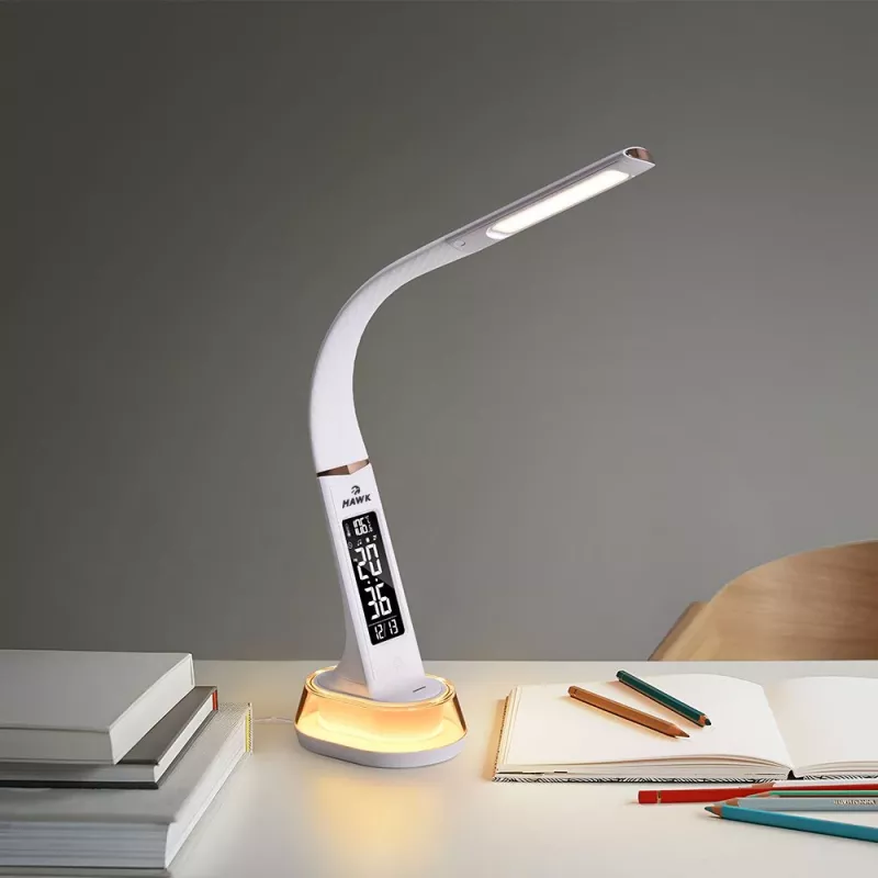 Bureaulamp Hawk HW-LAMP05 wit LED verstelbaar — compacte LED-werklamp met verstelbare arm