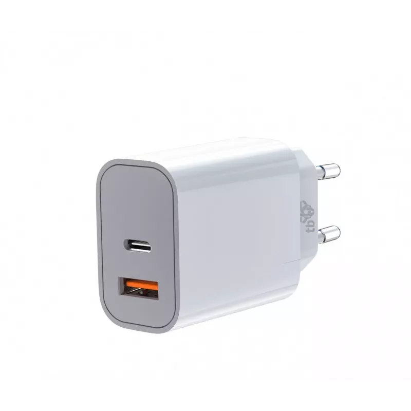 Universele oplader 2x3A USB C + USB A Power Delivery wit