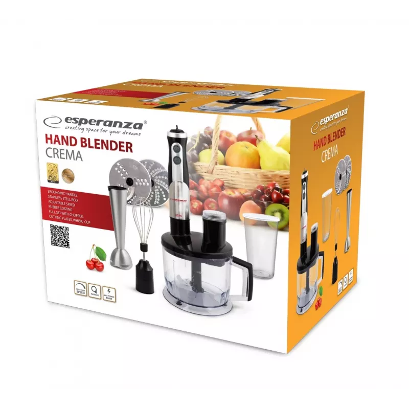 Esperanza EKM004 staafmixer 0,6 L zwart, zilver, transparant 800 W
