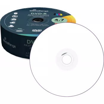 DVD-R MediaRange MR407 4,7 GB 16x inkjet-bedrukbaar 25 stuks