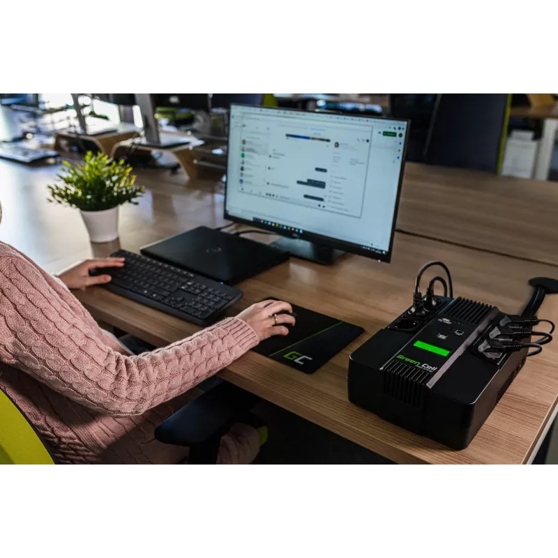 Green Cell AiO 800VA LCD UPS noodstroomvoeding, line-interactive, 0,8 kVA, 480 W, 6 AC-stopcontacten