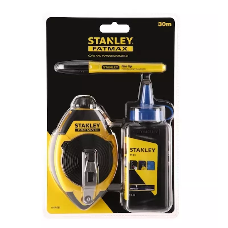 Slaglijnset STANLEY FATMAX 30 m, kunststof behuizing, zwart/geel (0-47-681)