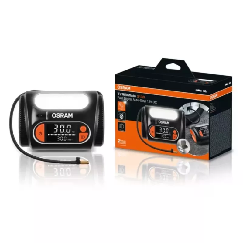Luchtcompressor Osram TyreInflate 2130 — compacte 12V-batterijgevoede bandenpomp