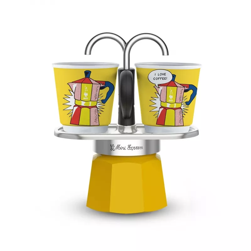Koffieset Bialetti Mini Lichtenstein + 2 kopjes