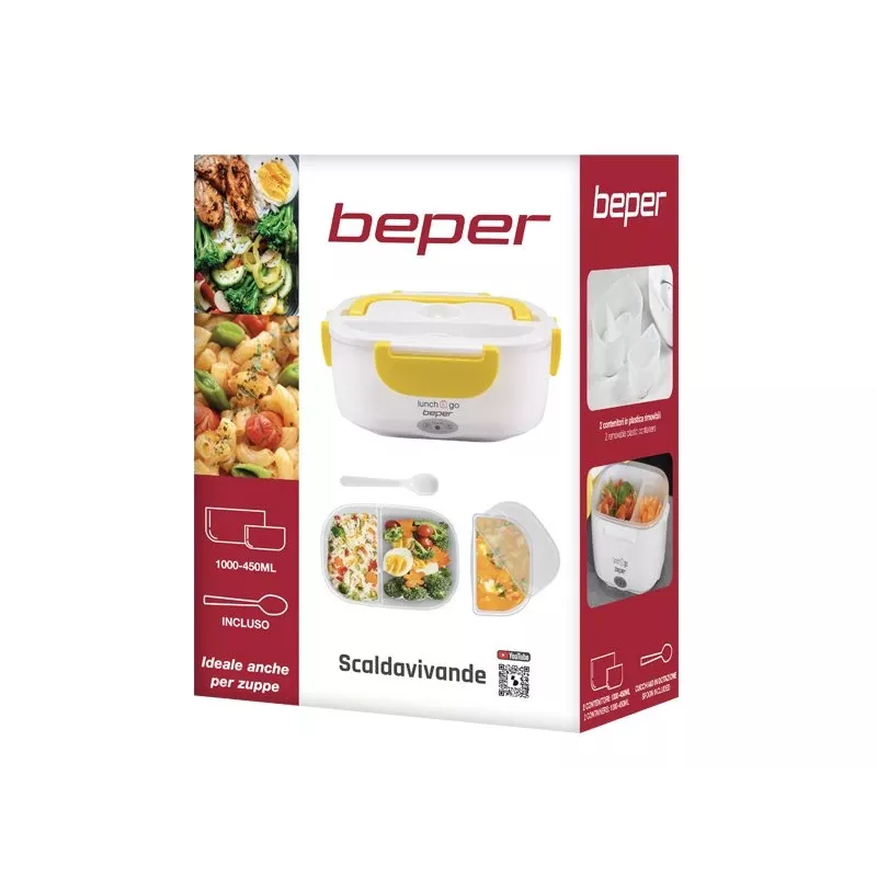 Elektrische lunchbox Beper 90.920G – 1 L voedselwarmer, geel