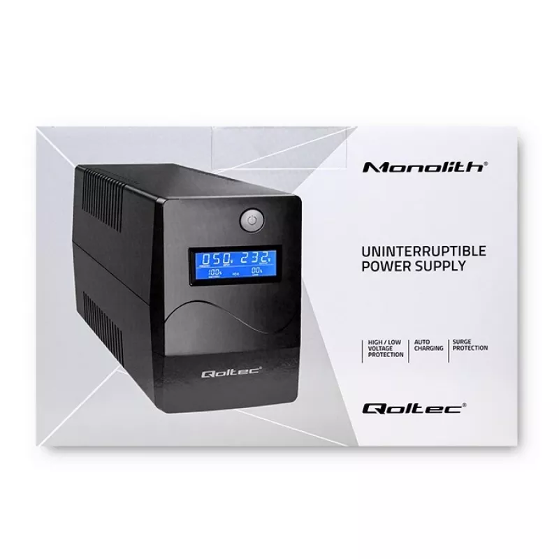 Qoltec Monolith UPS dubbelconversie online 0,65 kVA 360 W 2 stopcontacten