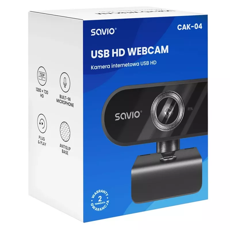Savio CAK-04 webcam 720 MP 1280 x 720 pixel USB zwart