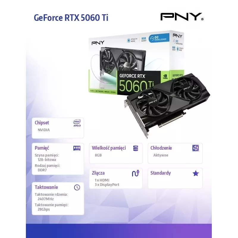 Grafische kaart PNY GeForce RTX 5060 Ti 8GB GDDR7