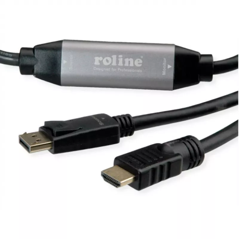 Videokabel-adapter ROLINE 11.04.5776 7.5m HDMI type A DisplayPort zwart