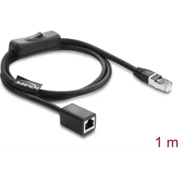 Netwerkkabel DELOCK RJ45 ST < BU met inline-schakelaar Cat.6 F/UTP 1 m