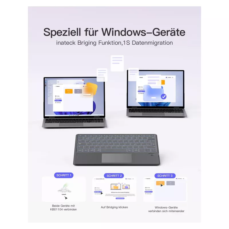 inateck toetsenbord Surface grijs, Sureface GO 1-4 Com. QWERTZ