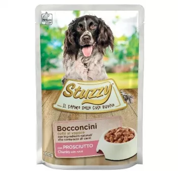 STUZZY Pies Szynka Sos Saszetka natvoer voor honden 100 g — ham in saus, los zakje van 100 g