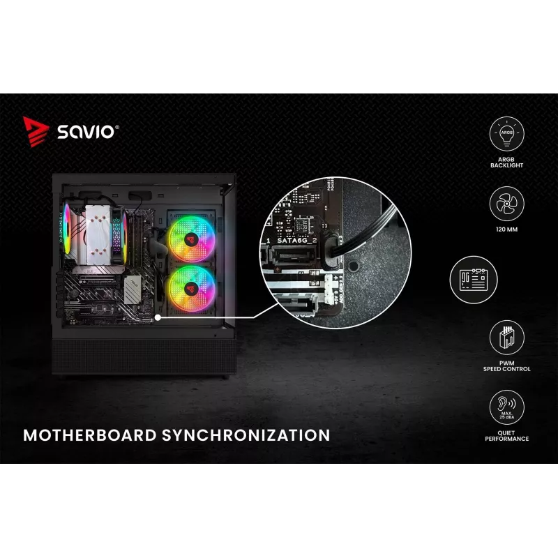 SAVIO Blast 120mm ARGB PWM behuizingsventilator - zwart