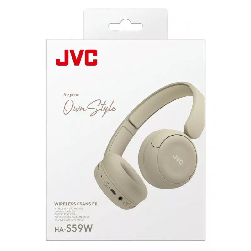 JVC HA-S59W headset bedraad & draadloos hoofdband muziek/dagelijks USB Type-C Bluetooth beige