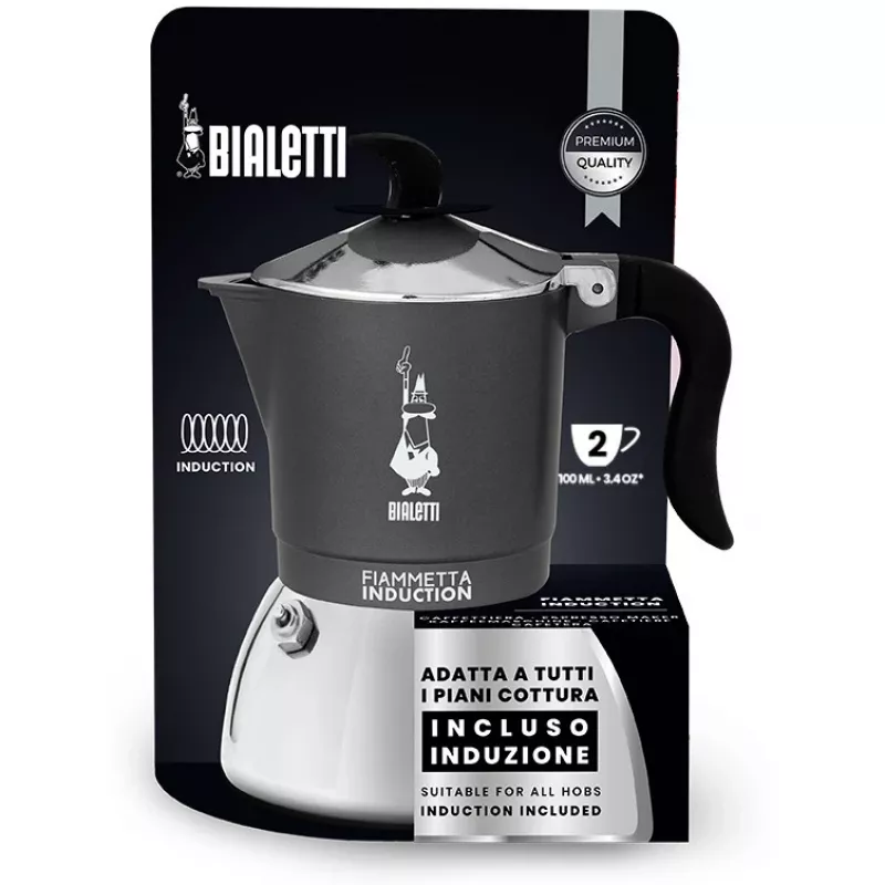 Inductie-fornuis-koffiezetapparaat BIALETTI FIAMMETTA 2 kops, Grijs