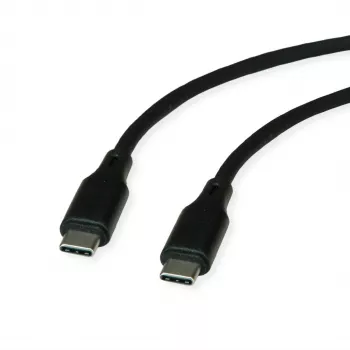 ROLINE USB 2.0-kabel C-C ST/ST siliconen 60W 1m zwart - kabel - digitaal/data (11.02.9120)