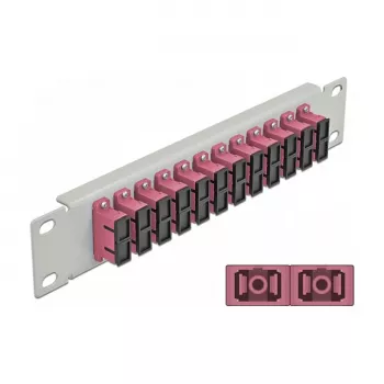 Glasvezel patchpaneel DeLOCK 10 inch 12 poorten SC duplex violet 1U grijs