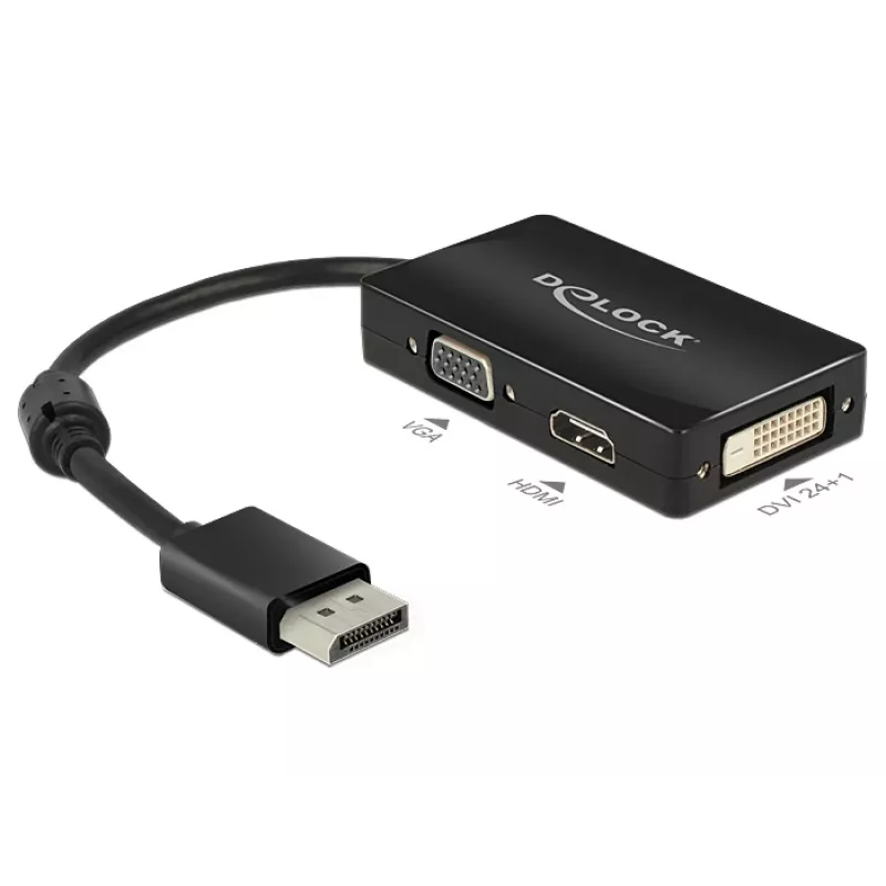 DeLOCK 0,16 m DisplayPort/VGA+HDMI+DVI VGA (D-Sub)+ HDMI + DVI zwart
