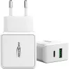 ANSMANN HC218PD - voeding - 18 watt - 3000 mA - PD, QC 3.0 - 2 uitgangspoorten (USB, USB-C) - wit (1001-0111)