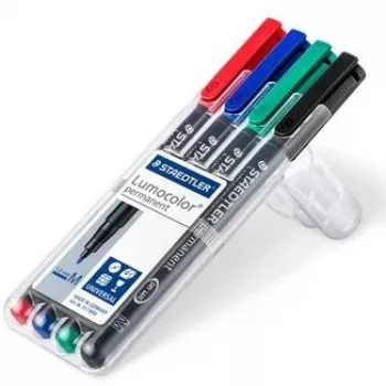Permanentmarker Staedtler Lumocolor 317 WP4 zwart, blauw, groen, rood