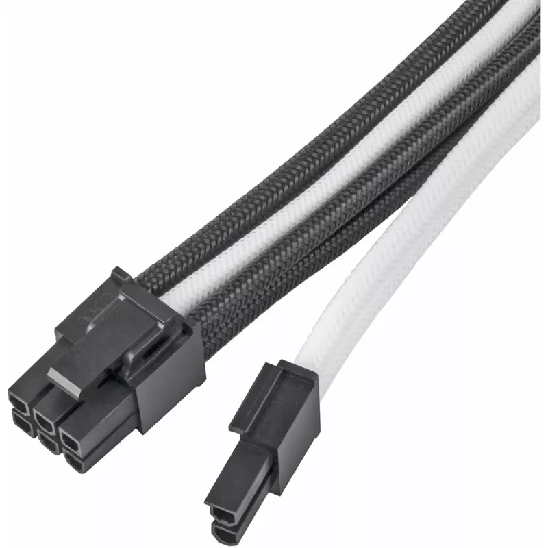 Stroomverlengkabel SILVERSTONE PP07E 8-pin PCIe 30 cm (zwart/wit)