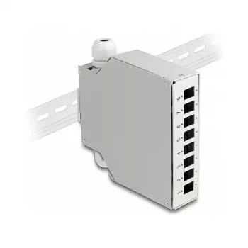 DeLOCK glasvezelverdeelbox DIN-rail 8 poorten grijs