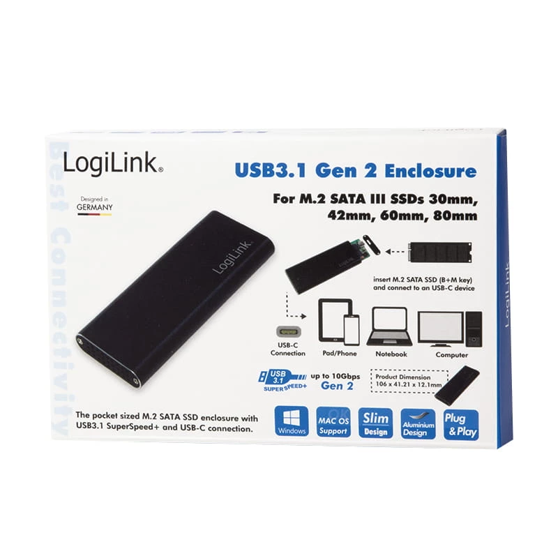SSD-behuizing LogiLink UA0314 zwart M.2
