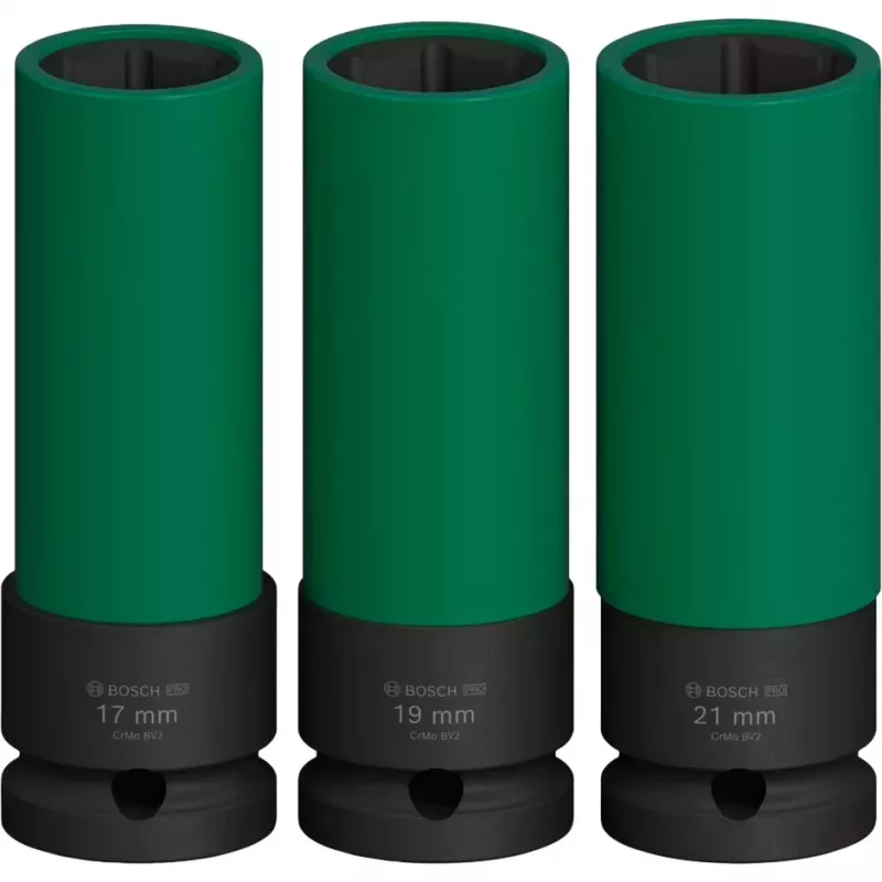 Slagsleutelset Bosch PRO 1/2 inch, 3-delig, diepe dopsleutels met velgbescherming