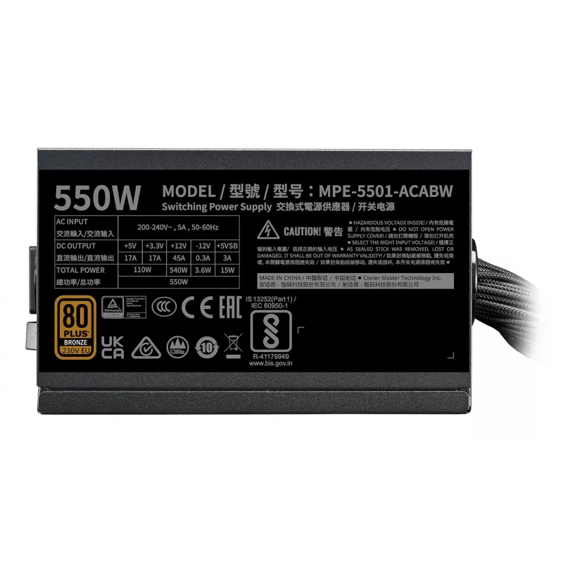 Voeding Cooler Master MWE Bronze 550 V3 550W