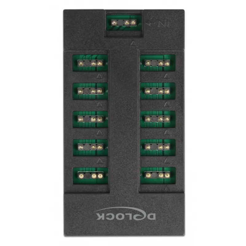 Delock - RGB LED licht-hub - 10 aansluitingen - zwart (64128)