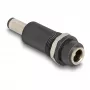 Adapter DELOCK DC 5,5 x 2,1 mm (bus) naar DC 5,5 x 2,5 mm (stekker), zwart