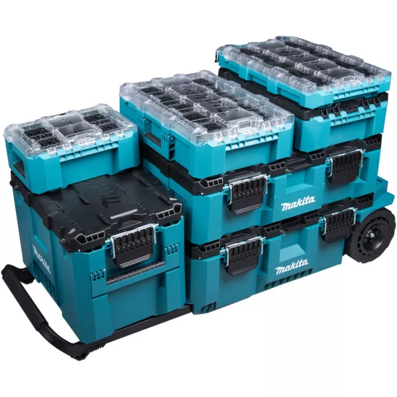 MAKTRAK organizer diep M, gereedschapskist blauw/transparant, transparant deksel