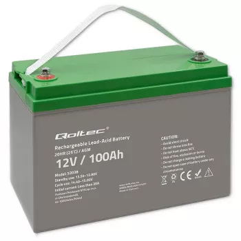 Qoltec 53038 AGM-accu | 12V | 100Ah | max 1200A