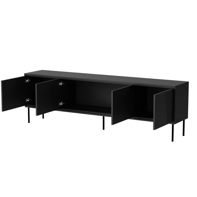 RTV-meubel ABI 4D 200x38x62 zwart mat