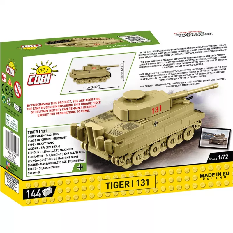 Bouwset Cobi Tiger I 131 — 144 onderdelen, aanbevolen leeftijd 6+, groen