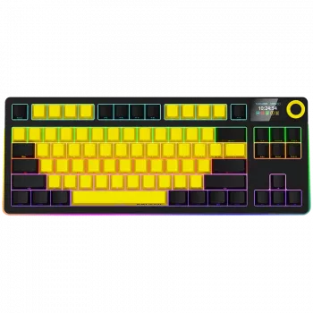 LORGAR KBP70TKLW, Draadloos TKL Mechanisch Gaming-toetsenbord Pro, Zwart/Geel, EN-layout
