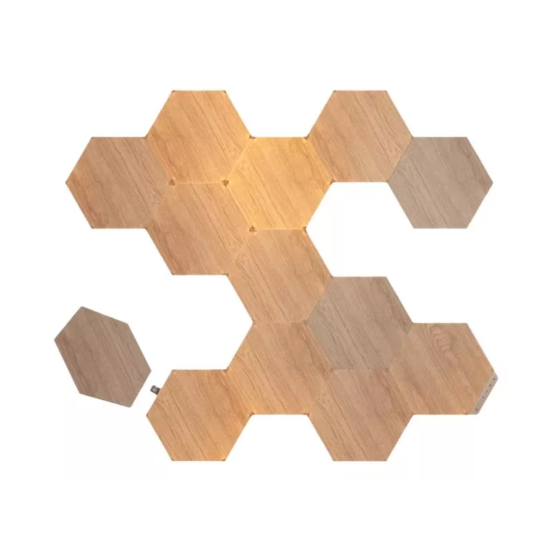 Nanoleaf | Elements Wood Look Hexagons Starterskit (13 panelen) | Koudwit + Warmwit