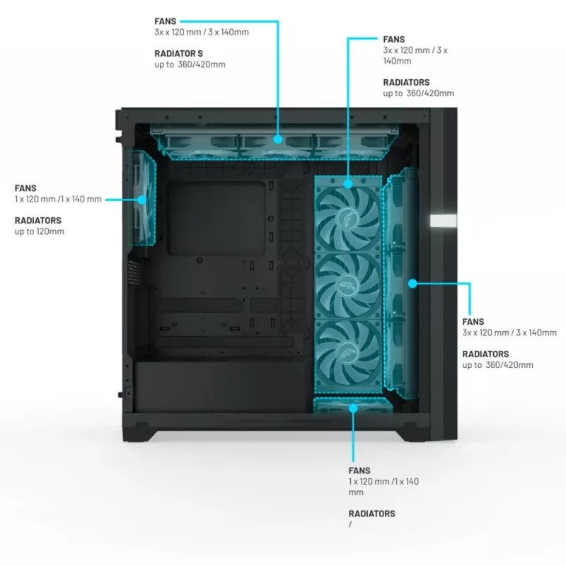 VK02 Lite, towerbehuizing zwart, gehard glas