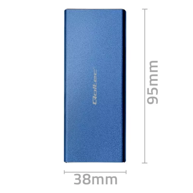 SSD-behuizing QOLTEC 51832 — externe M.2 SATA, USB 3.0, tot 2 TB, blauw, ondersteunt 30 mm drives, 4 slots