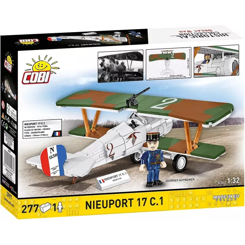 Constructieset Cobi Blocks Nieuport 17 C.1 277 stuks — modelvliegtuigbouwpakket, verzamelbaar steekblokjesset