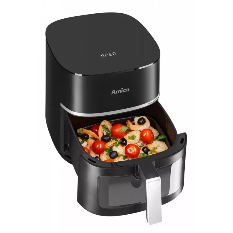 Amica AFM 6020 heteluchtfriteuse, 7,2 l, 1700 W, 10 programma's, lcd-display, zwart