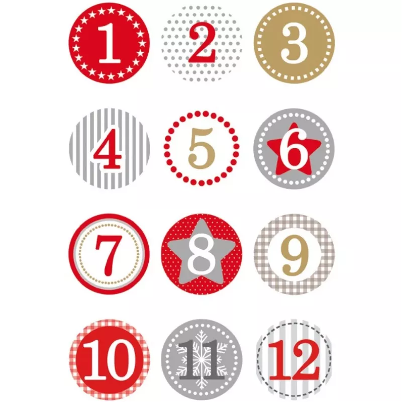 HERMA sticker adventskalender 1-24 rood Ø 2 cm 24 stuks