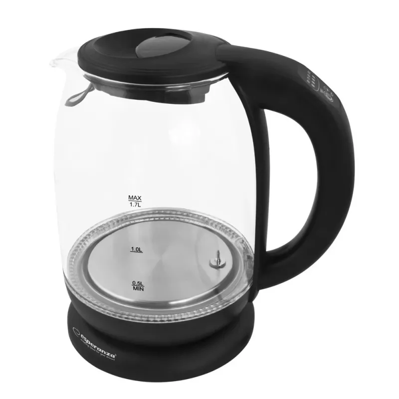 Esperanza EKK027 elektrische waterkoker 1,7 L 2200 W zwart, transparant
