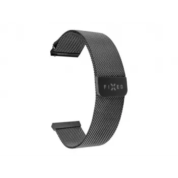 Horlogeband FIXED Mesh Strap Fixed 20mm Quick Release zwart — roestvrijstalen mesh, 20 mm