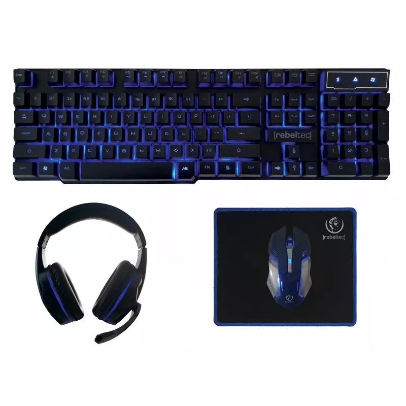 Toetsenbord muis inclusief Rebeltec SHERMAN gaming USB QZERTY Engels zwart