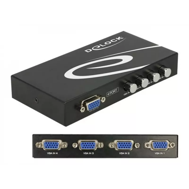 DeLock switch VGA 4 poorts handmatig bidirectioneel - beeldschermschakelaar - 4 x VGA - desktop (87635)