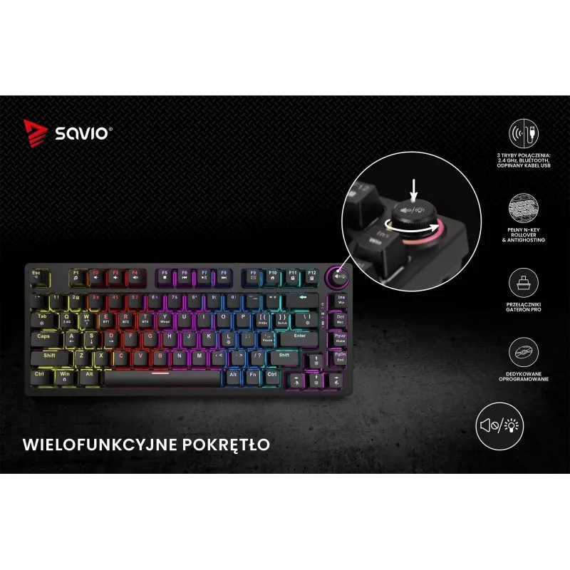 Savio Phenix SAVGK-RED gamingtoetsenbord USB RF draadloos Bluetooth QWERTY