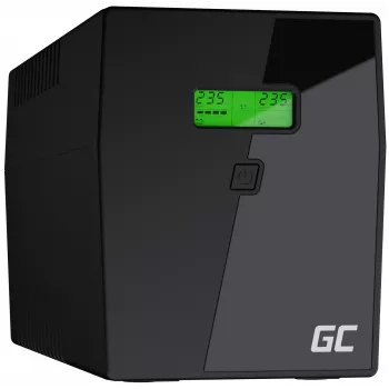 Noodstroomvoorziening Green Cell UPS05 — Line-Interactive 2 kVA / 1200 W, 5x Type-F-stopcontacten, LCD, USB, RJ-45