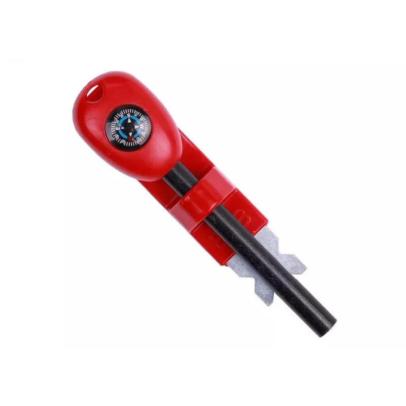 Overlevingskompas BCB CN340 — compact kompas met lichtgevende wijzerplaat, kunststof greep, 110 mm, 47 g, rood