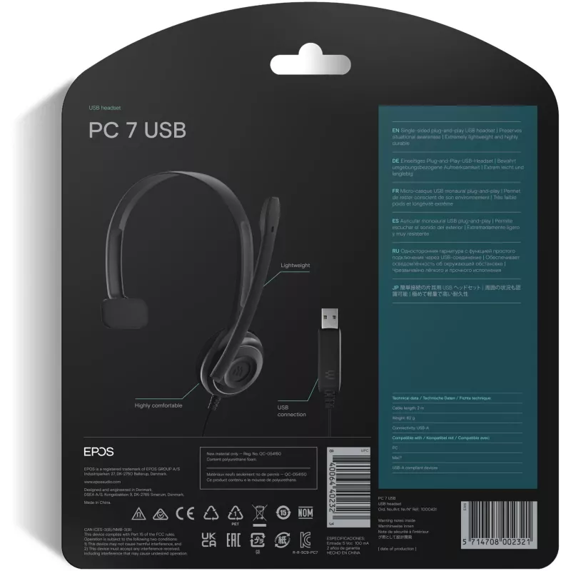 Sennheiser PC 7 USB headset bedrade hoofdband kantoor/callcenter USB Type-A zwart